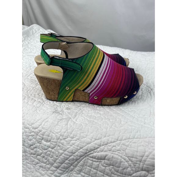 Volatile Womens 7 Multicolored Picadillo Wedge Serape Slingback Summer Sandal - Picture 8 of 12